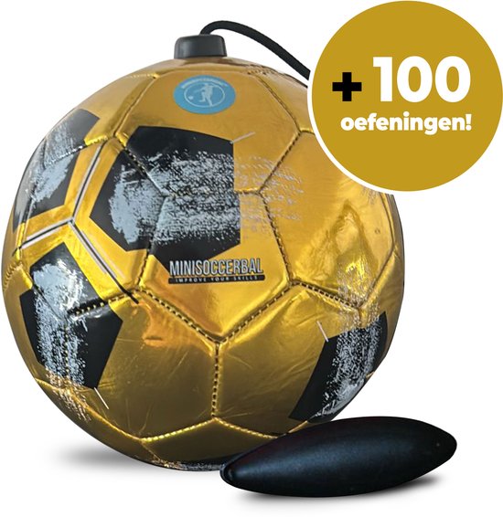 Minisoccerbal Voetbal aan touw - Voetbaltrainer - Voetbal Trainingsmateriaal - Met Oefenstof - Goud