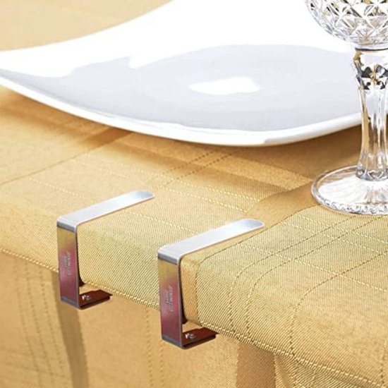 XREE 12 stuks tafelkleedklemmen, 6,5 x 5,5 cm, tafelkleedklemmen, outdoor, tafelklemmen, roestvrij staal, tafelkleedhouder voor tafel met een plaatdikte van 2,5 - 4 cm (zilver