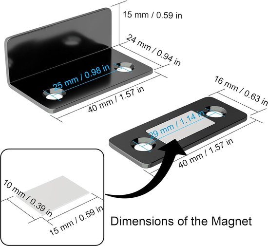 Swpeet 12 Pak Roestvrij Stalen Kabinet Magnetische Vang, Ultra Dunne