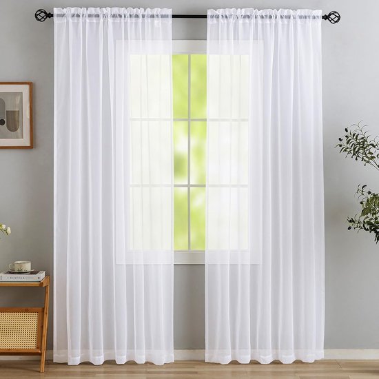 Simpvale doorschijnende gordijnen met 2 panelen, elegante voile gordijnen in effen kleur met railhaken voor slaapkamer, woonkamer, balkon, oranje, 140x260 cm Simpvale doorschijnende gordijnen met 2 panelen, elegante voile gordijnen in effen kleur met railhaken voor slaapkamer, woonkamer, balkon, oranje, 140x260 cm