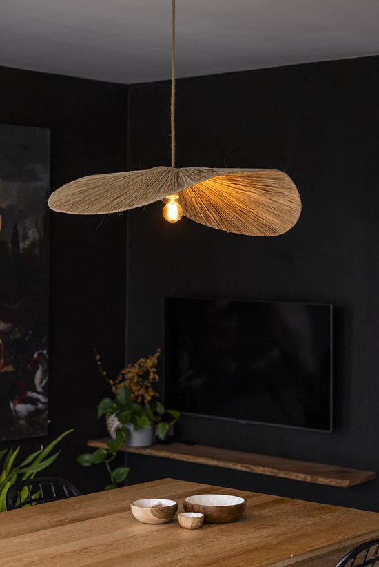Lyma Living Hanglamp Sekitar - groot raffia - Handgemaakt - rond - Eettafellamp - Verlichting - Bohemian, Japandi en Bali style - Woonkamer, eetkamer & slaapkamer - Ø80 cm