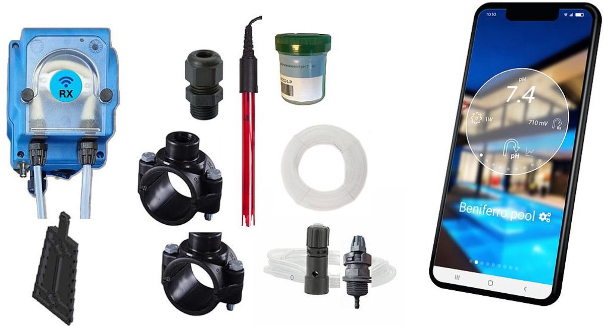POOLTRONICS BUDGET Automatisch Chloor Doseersysteem met WIFI – Zwembad Waterbehandeling – Rx Dosering via Slimme Pompdosering – RX controller