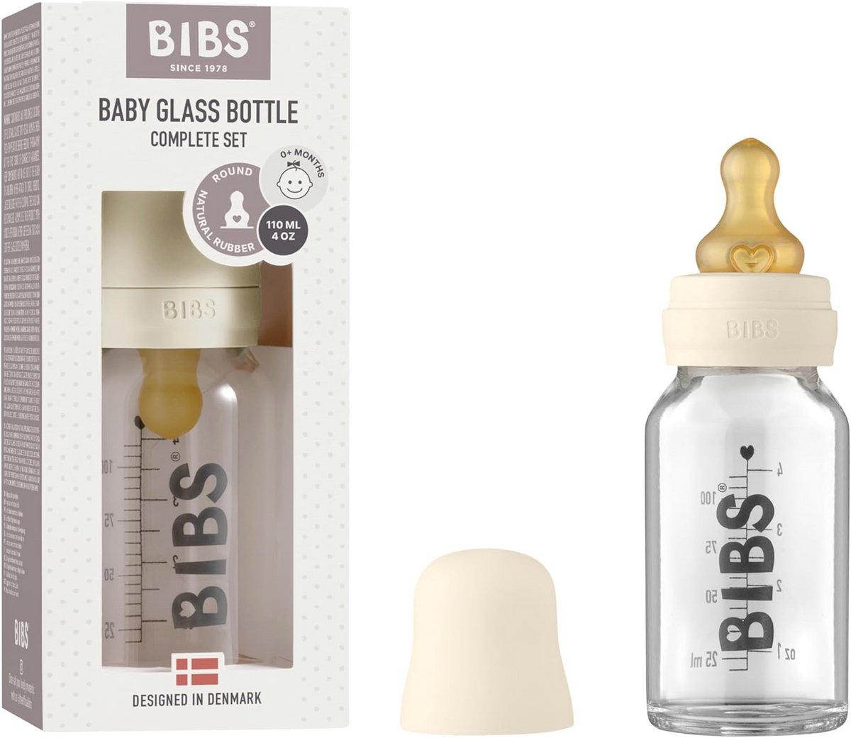 Goedkoopste Glazen babyfles 110 ml - Vermindert koliek, natuurrubber zuiger en borstvoedingsondersteuning