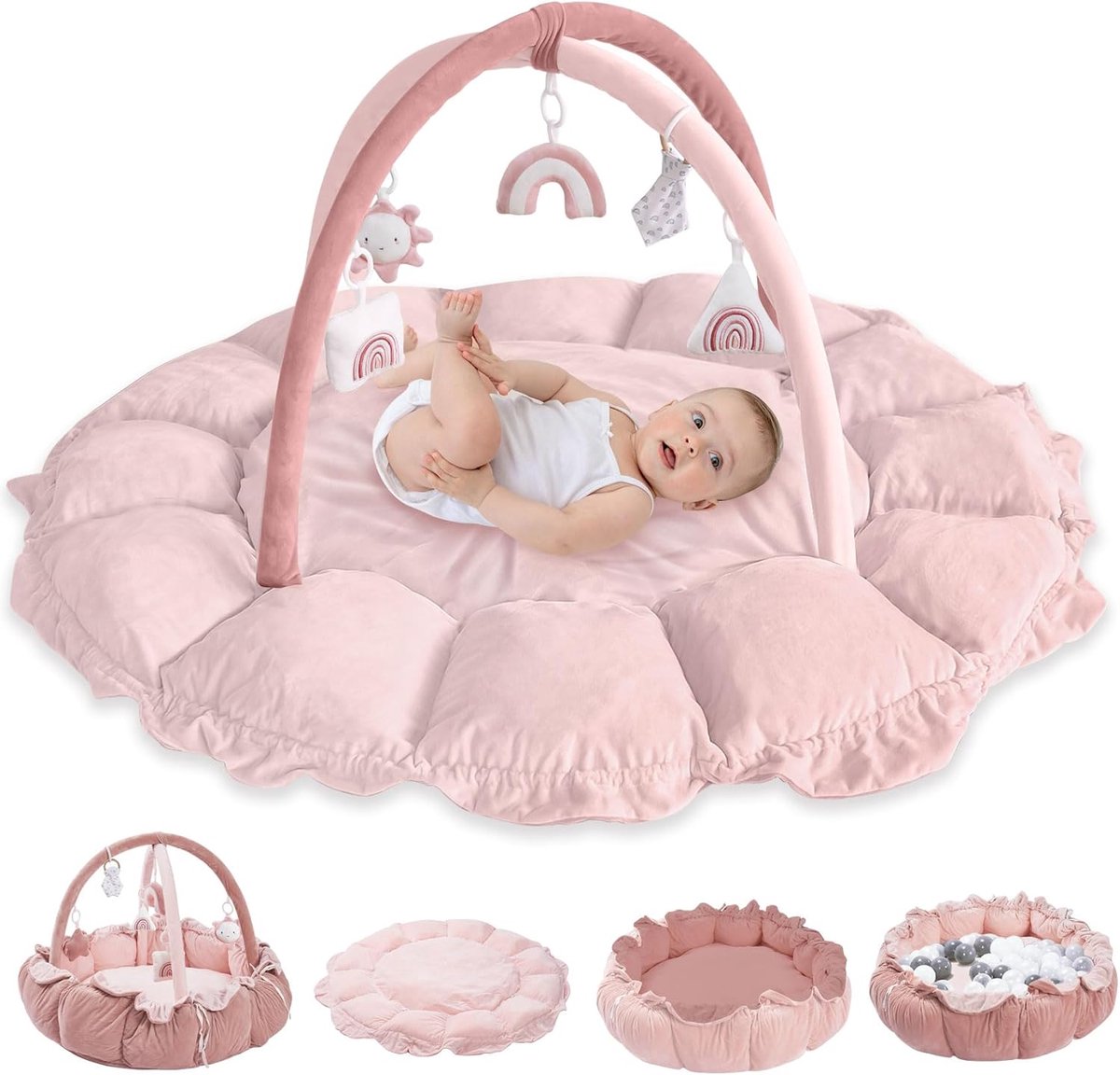 Image of 5-in-1 Gymnastiek- en Speelmat voor Baby's en Huisdieren – Pluche, Converteerbaar Kussen voor Podiumontwikkeling