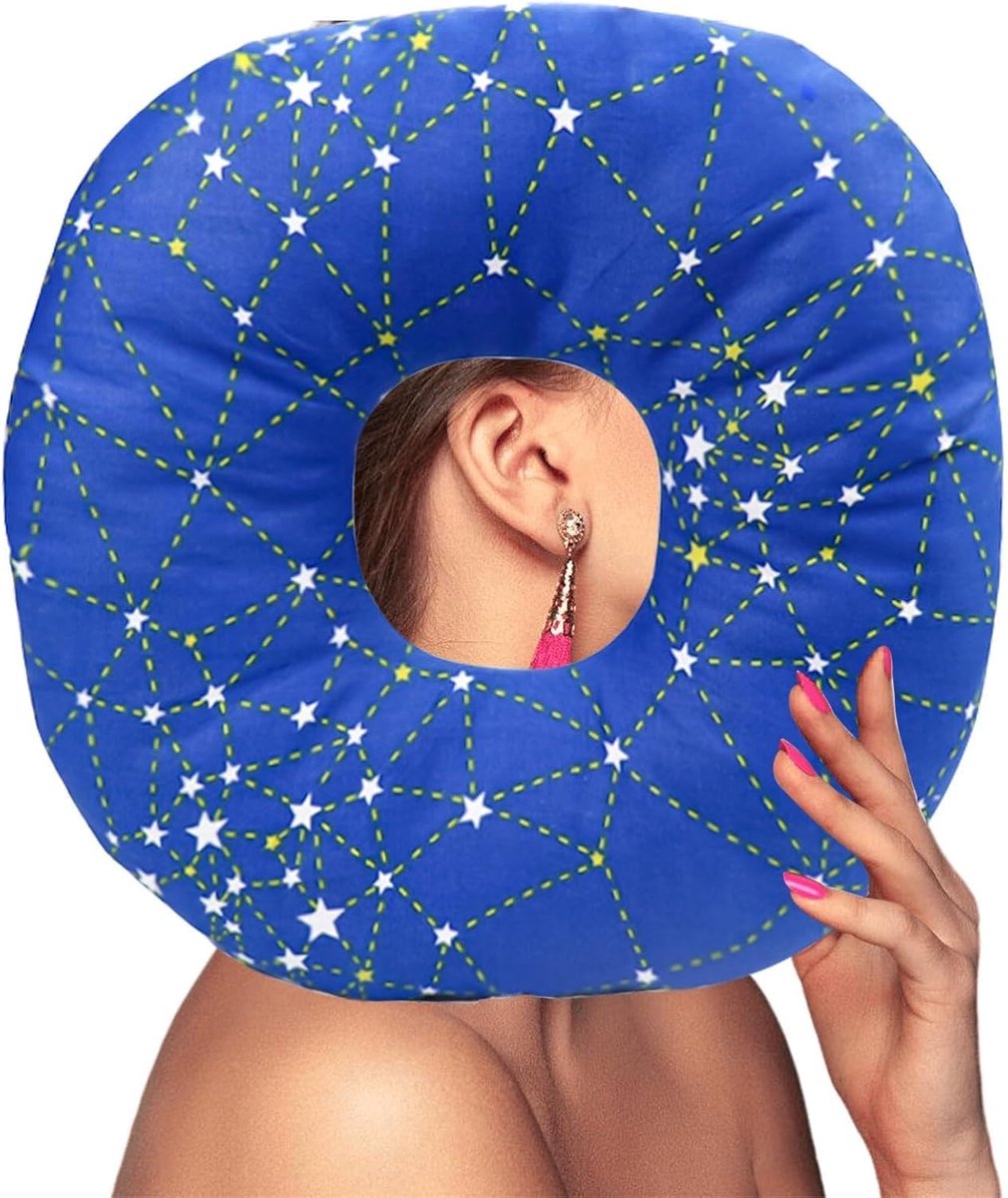 Donutkussen voor zijslapers - Oorkussen tegen oorpijn en drukverlichting voor oorpiercings - 23 x 23 x 5 cm