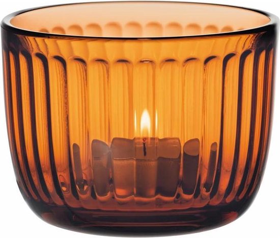 Iittala Raami – Kaarsenhouder – Kandelaar – Warm Sfeerlicht – Glas – 90 mm – Oranje