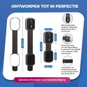 Afmetingen van de sloten: 34.5mm breed, 45mm hoog, 43mm diep. Band is 110mm en 190mm lang. Ontworpen met antislip-groeven.