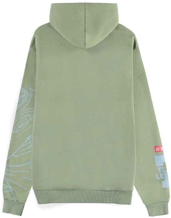 Lichtgroene hoodie met grafische print op de mouwen.