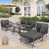Bol.com lounge-set-touw-modern-design-handgeweven-incl-kussens-grijs-voor-buiten aanbieding