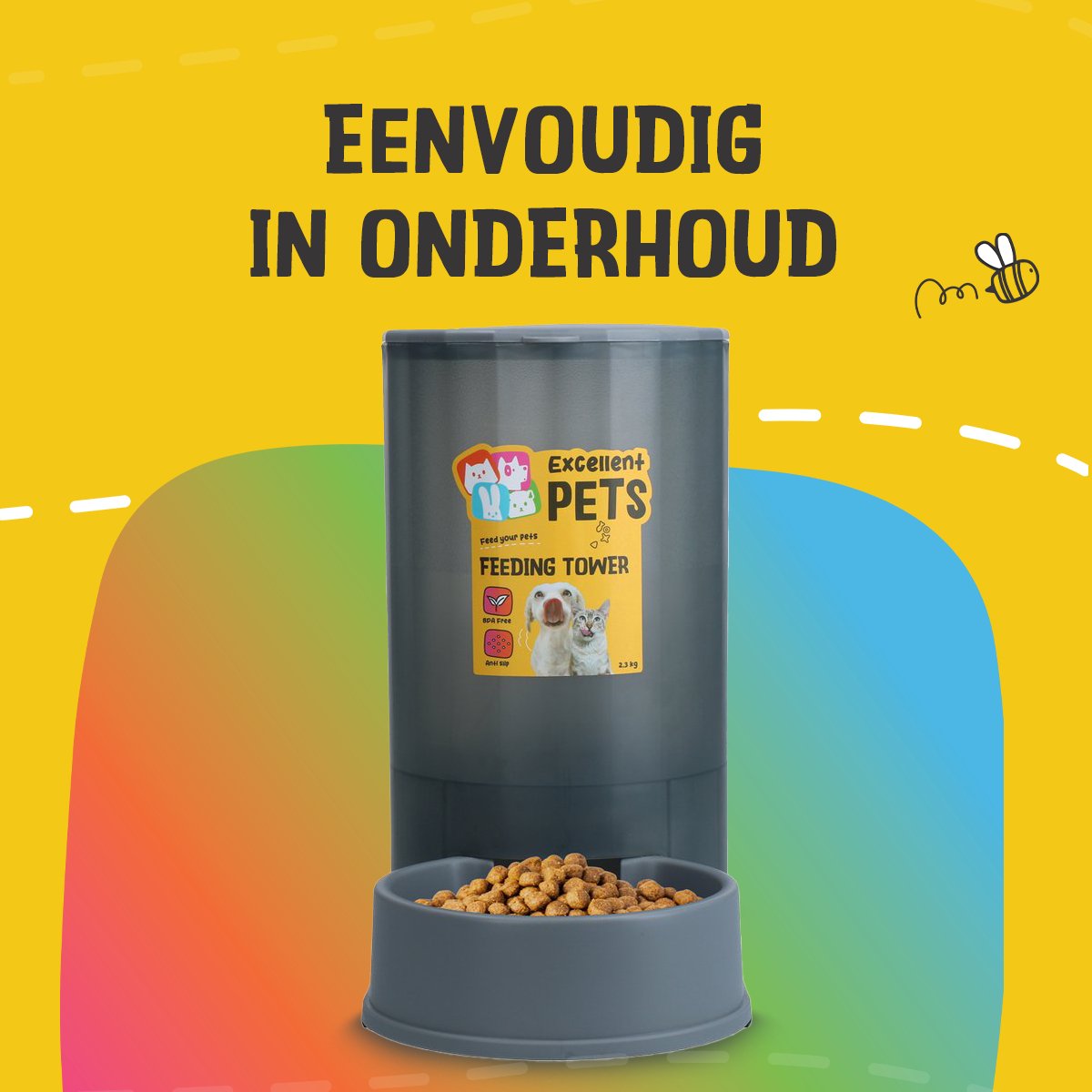 Excellent Automatische Voerbak 2,3kg Grijs - afbeelding 2