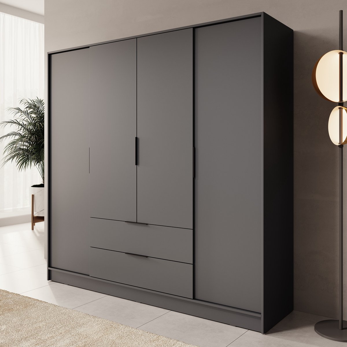 MEUBELLA Kledingkast Kellan - Grijs - 206 cm