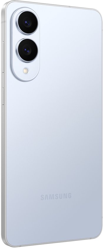 Grijze Samsung smartphone met twee camera's aan de achterkant.