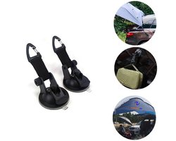 NormadicLife® - Zuignappen met Karabijnhaak - Set 2 stuks - Auto - Tent - Camping - Outdoor - Universeel - Zwart