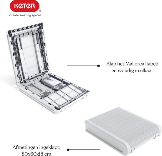 Keter Mallorca Ligbed - inclusief kussen - 187.5x58x29cm - Wit van Merkloos — afbeelding 5