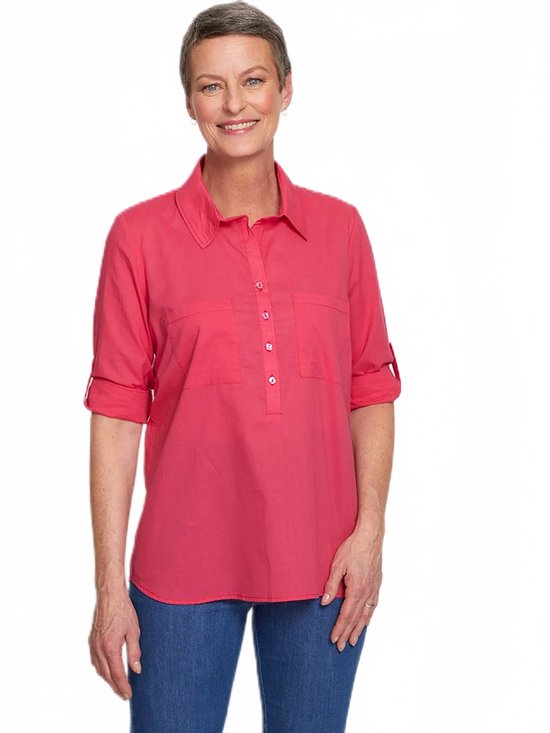 Chemisier long en coton avec fermeture à boutons