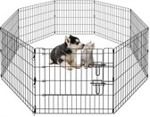 Ceruzo Puppyren-Hondenren -8 Panelen - 60 x 60cm - 480cm Omtrek - Opvouwbaar -Deur - Konijnenren -Zwart