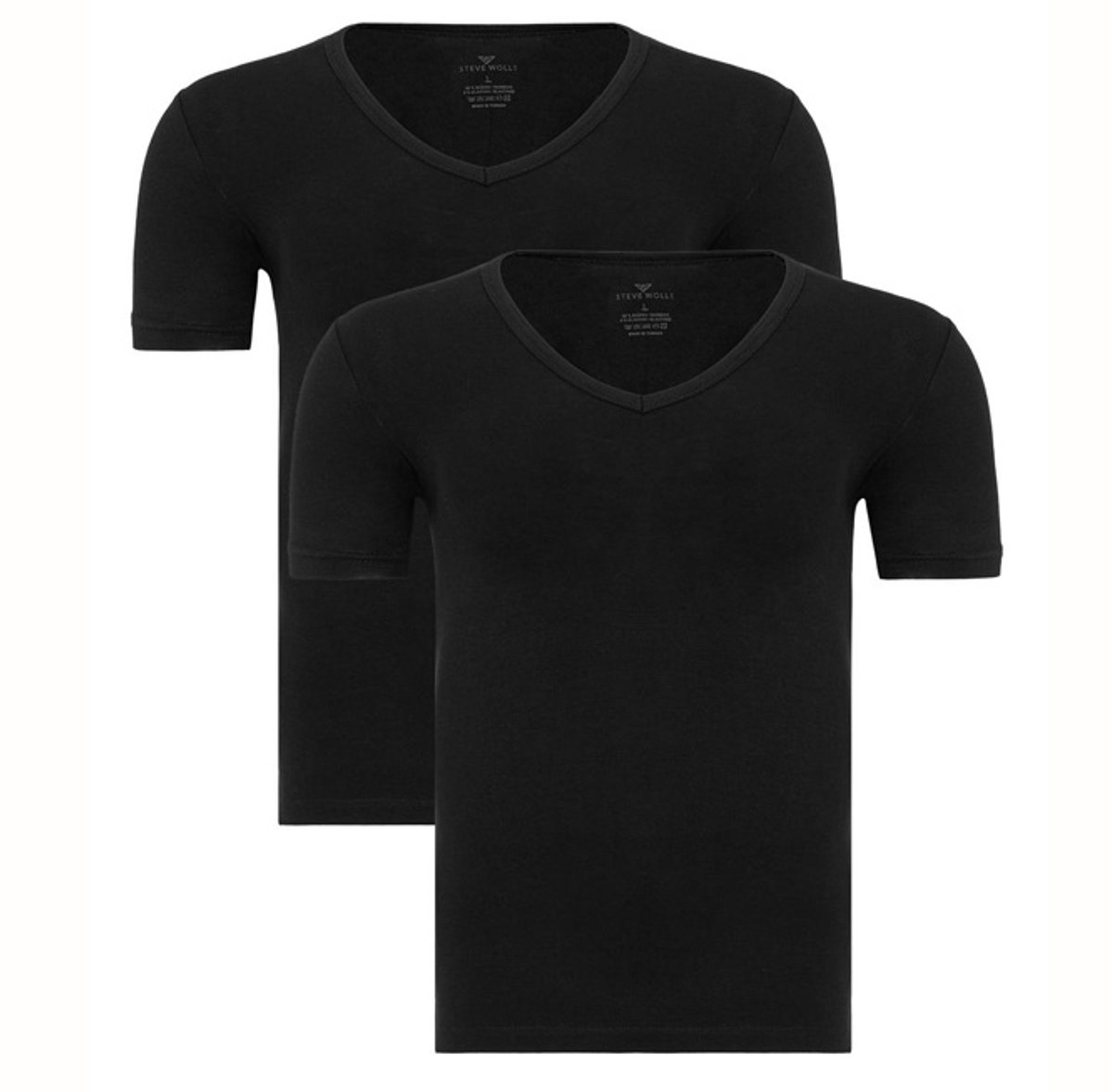2 stuks - Bamboo T-Shirt - V-Hals - Super zacht - Antibacterieel - Perfect draagcomfort - 95% Bamboo - Zwart - M