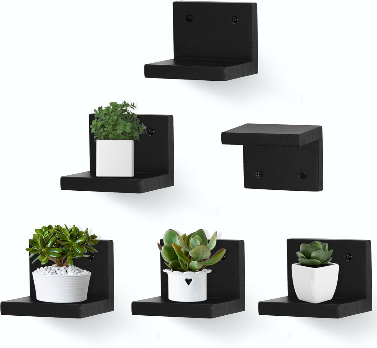 Klein zwevend wandrek set van 6 stuks - Mini planken voor kleine figuren, planten en verza