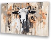 Geit print - Geit canvas schilderijen - Muurkunst dier - Expressionisme - Schilderij vintage - Muurdecoratie slaapkamer - canvas 60x40 cm