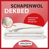 Bol.com Zomerdekbed Wol 300gr/m2 - 240x220cm - 100% Zuivere Scheerwol - Wollen Dekbed 240x220 - Lits Jumeaux Extra Lang - Dekbedden aanbieding