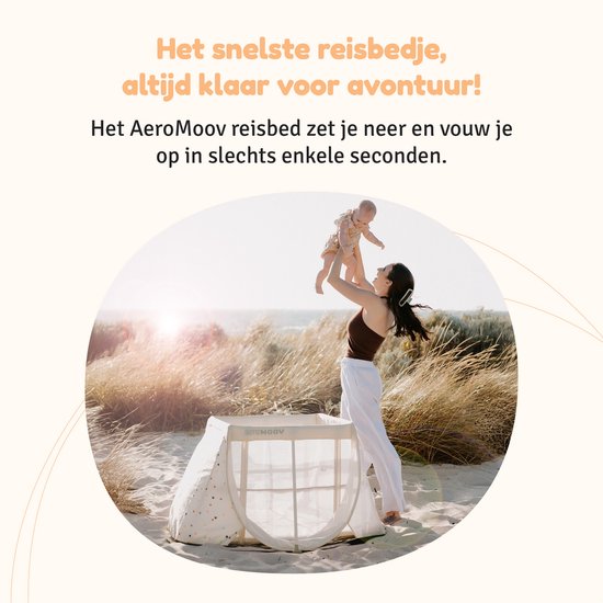 AeroMoov Campingbedje / Reisbedje met matras - voor baby én peuter - met bodemverhoger - Opgezet in 2s - Confetti Hearts van AeroMoov — afbeelding 3