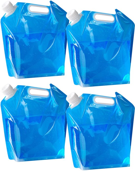 4stuks - 5L Opvouwbare Waterjerrycan - opvouwbare wateropslagcontainers voor kamperen - voor outdoor avonturen - waterreservoir voor nood - Watercontainer Camping - Watercontainer - Handig Meenemen - draagbaar opvouwbaar drinkwater