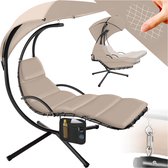 Bol.com tectake® Hangligstoel met frame - Zwevend ligbed - Schommelligstoel met zonnekap - Hangstoel inclusief tas - Met gestoff... aanbieding