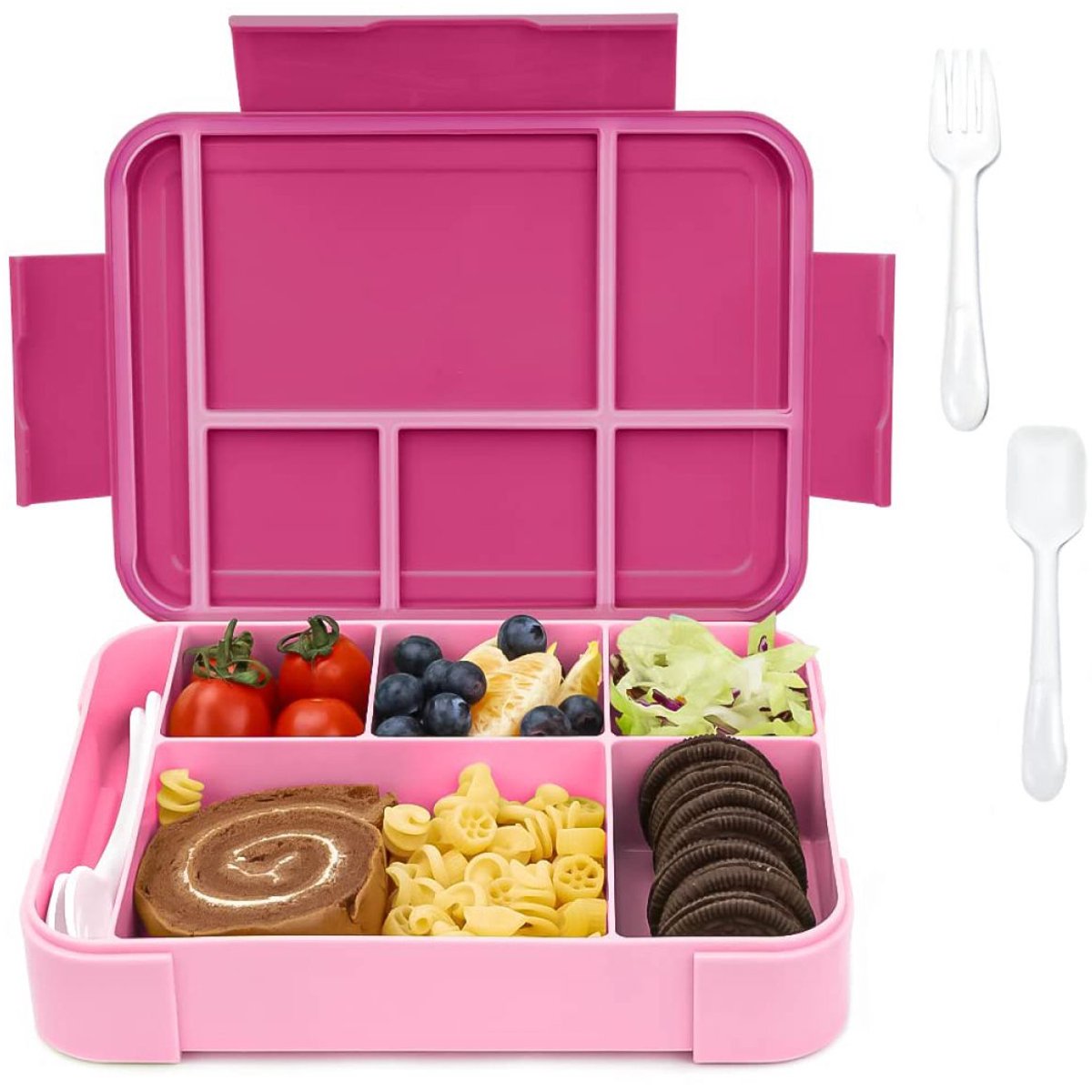 Kinder lunchbox met vak - BPA-vrije lunchbox - Lunchbox - Snackbox - Morsbestendig - Rozerood