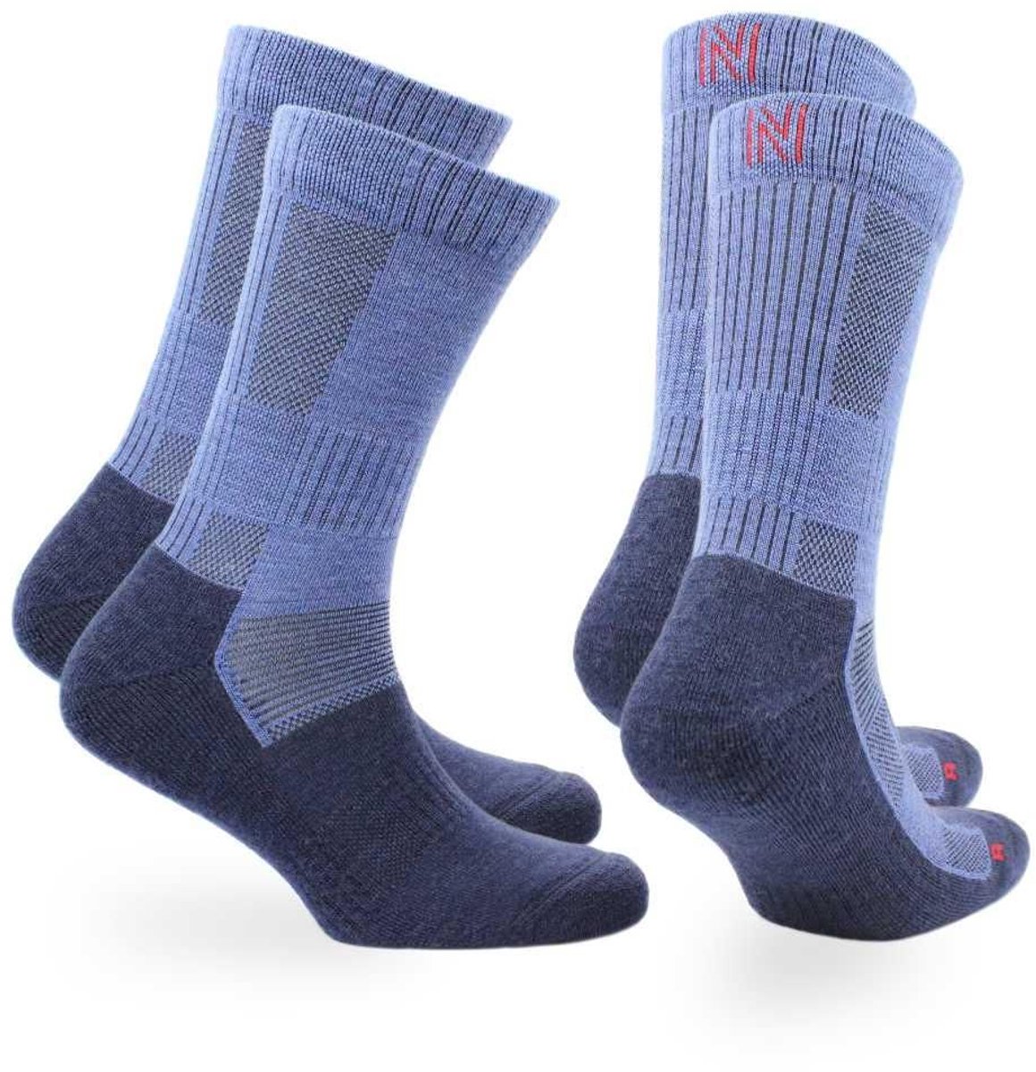 Norfolk Wandelsokken 2 Paar 60% Merino Wol Sokken Anti Blaren Outdoorsokken met Schok Absorptie Demping Hoge kwaliteit Langdurig Wollen Sokken Warme sokken – Leonardo Blauw