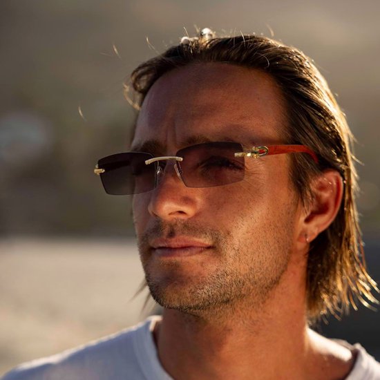 Zonnebril rechthoekig - Zonnebrillen - Festival bril - Rave bril - Glasses - Goud - Zwarte glazen van Merkloos — afbeelding 2