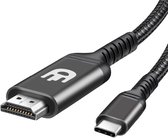 Bol.com Drivv. USB C naar HDMI Kabel - 4K @60Hz - 2 Meter - Type C to HDMI - Thunderbolt 3 - Nylon - Grijs aanbieding