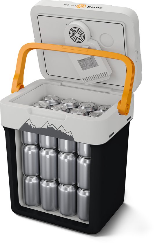 PEME Essential Elektrische Koelbox, 25,7 liter, 12V, 220/230 Volt AC/DC, Aansluiting voor Auto en Camping, thermo-elektrisch Frigobox - ggrafiet/oranje van Merkloos — afbeelding 3