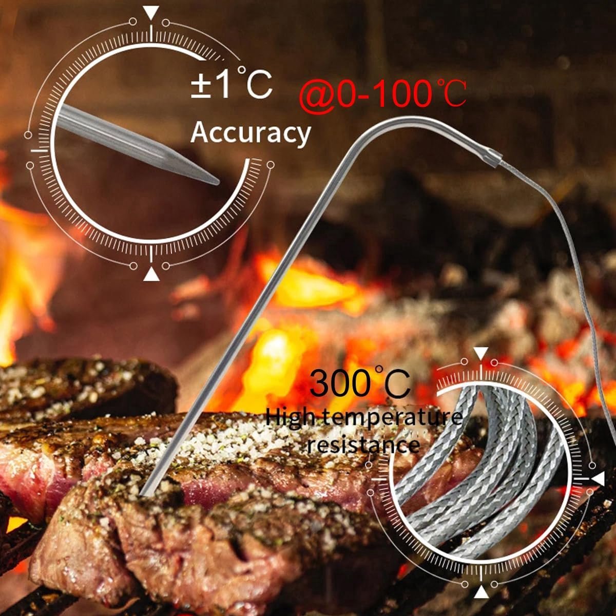 Vleesthermometer - Keukenthermometer - BBQ Thermometer - Met timer - Magnetisch - Thermometer - ook geschikt als voor Vlees, BBQ, Oven — cadeau in Kookcadeaus - foto 6