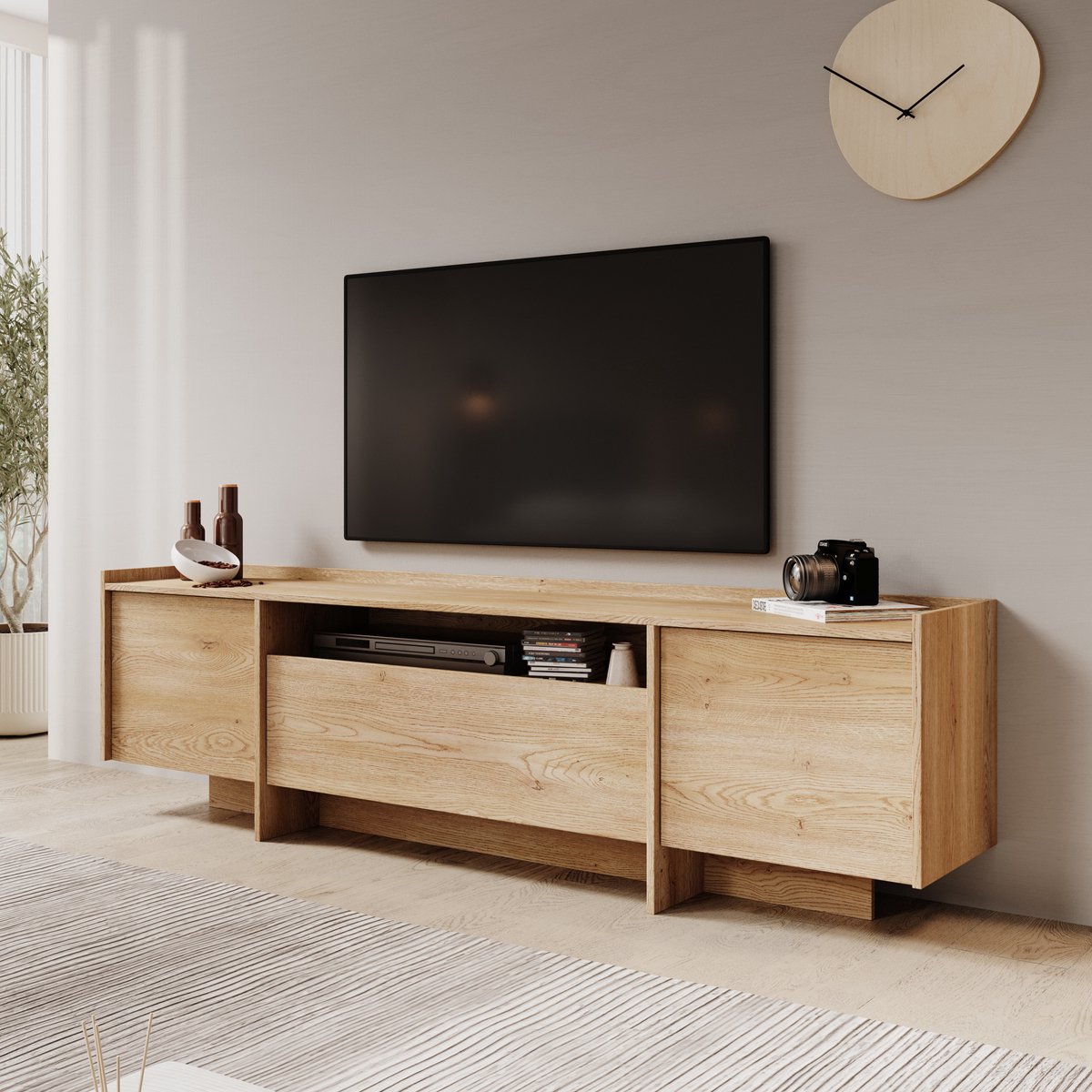 MEUBELLA TV-Meubel Jaxon - Eiken - 197 cm Bruin
