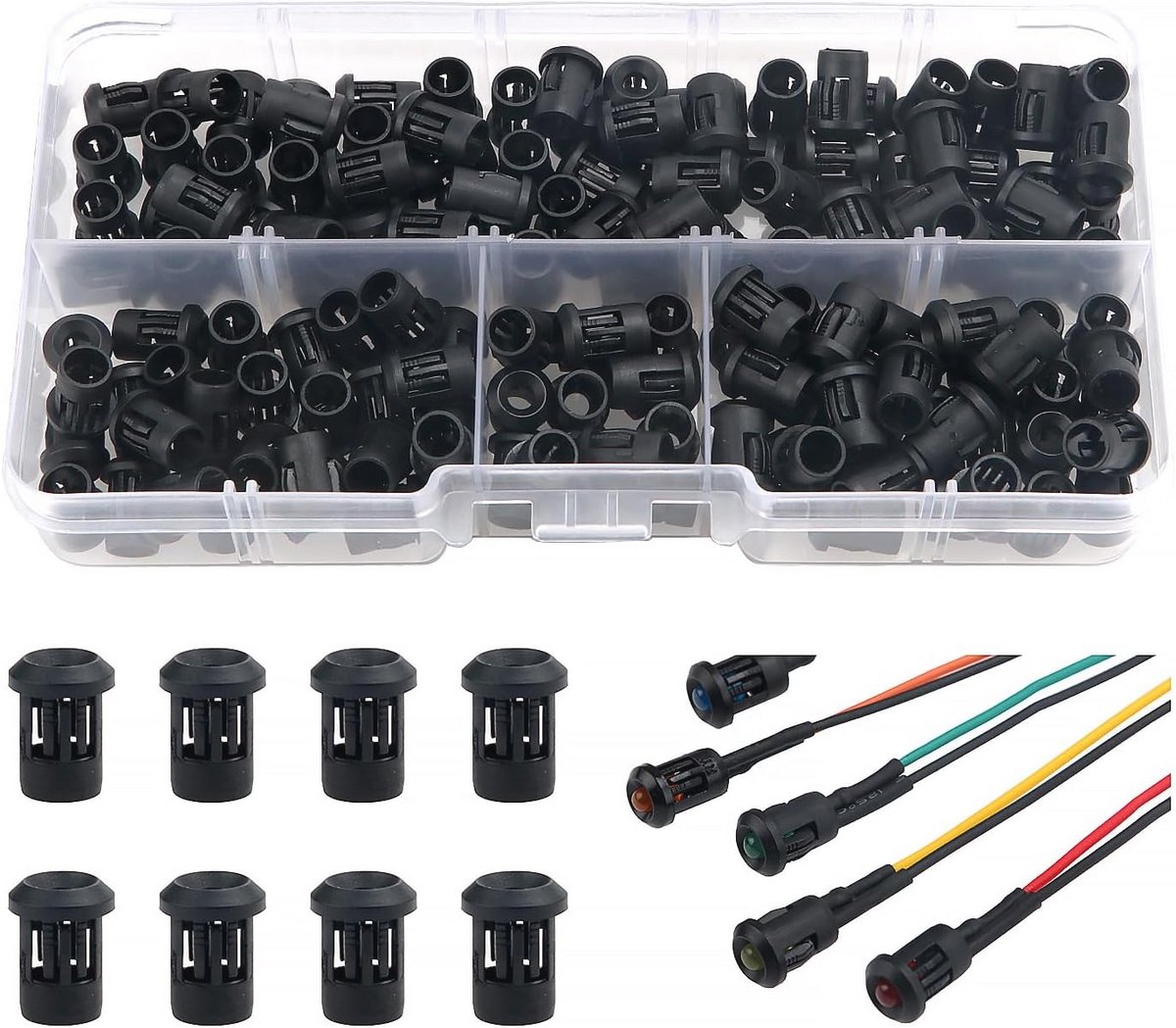 Image of 150 Stuks 3mm LED Diode Houder Clip Bezel Mount - Zwart
