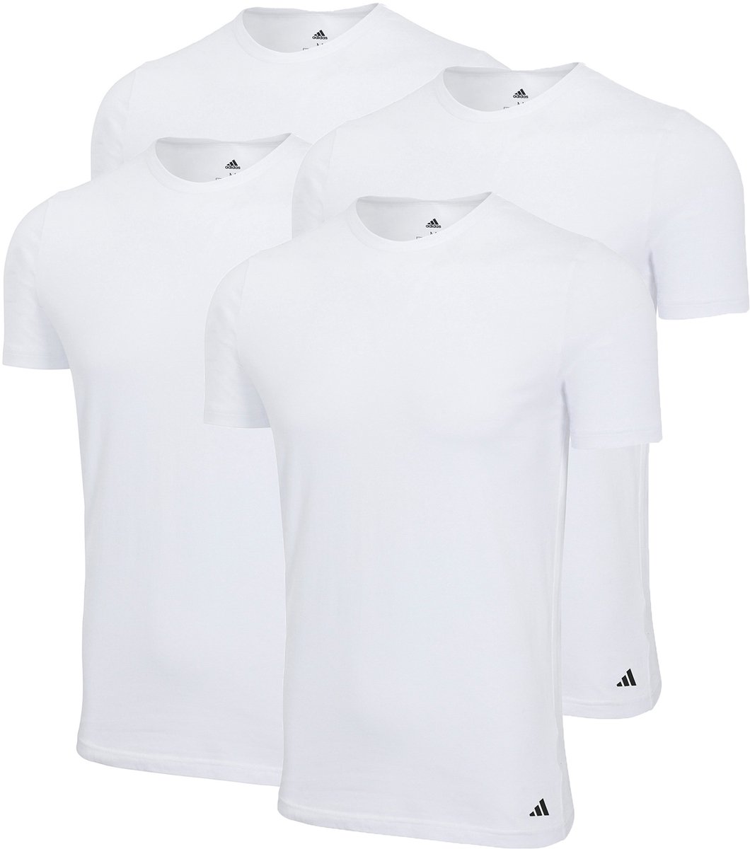 Set van 4 adidas T-shirts met ronde hals herenondershirt ronde hals katoen duurzaam Wit