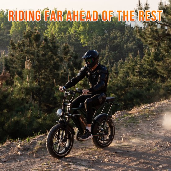 RCB Elektrische fatbike - 48V 20.8Ah Mountainbike - Actieradius 100km - 25km/u - 250W motor - 7 versnellingen - met App en NFC -donkergroen van RCB — afbeelding 2