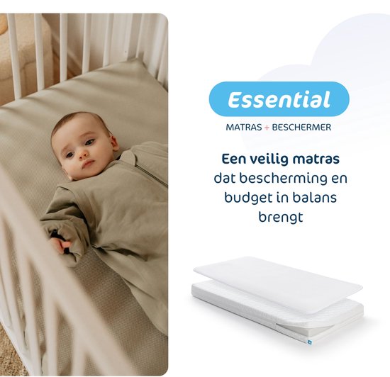 AeroSleep® Essential 2-in-1 matraspakket: Babymatras + 3D matrasbeschermer - 120 x 60 cm