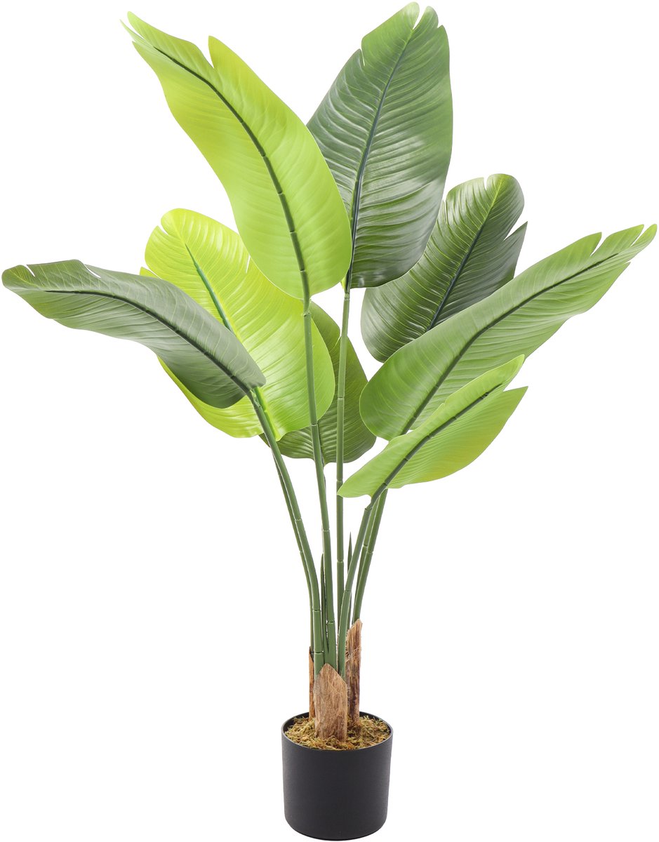 Kunstpalm Kunstplant Strelitzia - 110 cm - Kunst Kamerplant Groen - Real Touch Donkergroen