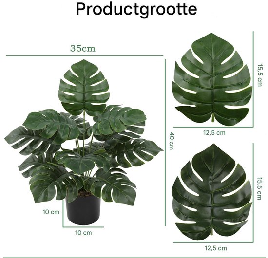 Kunstplant in pot, nepboomstammen, bladeren van kunstplanten voor