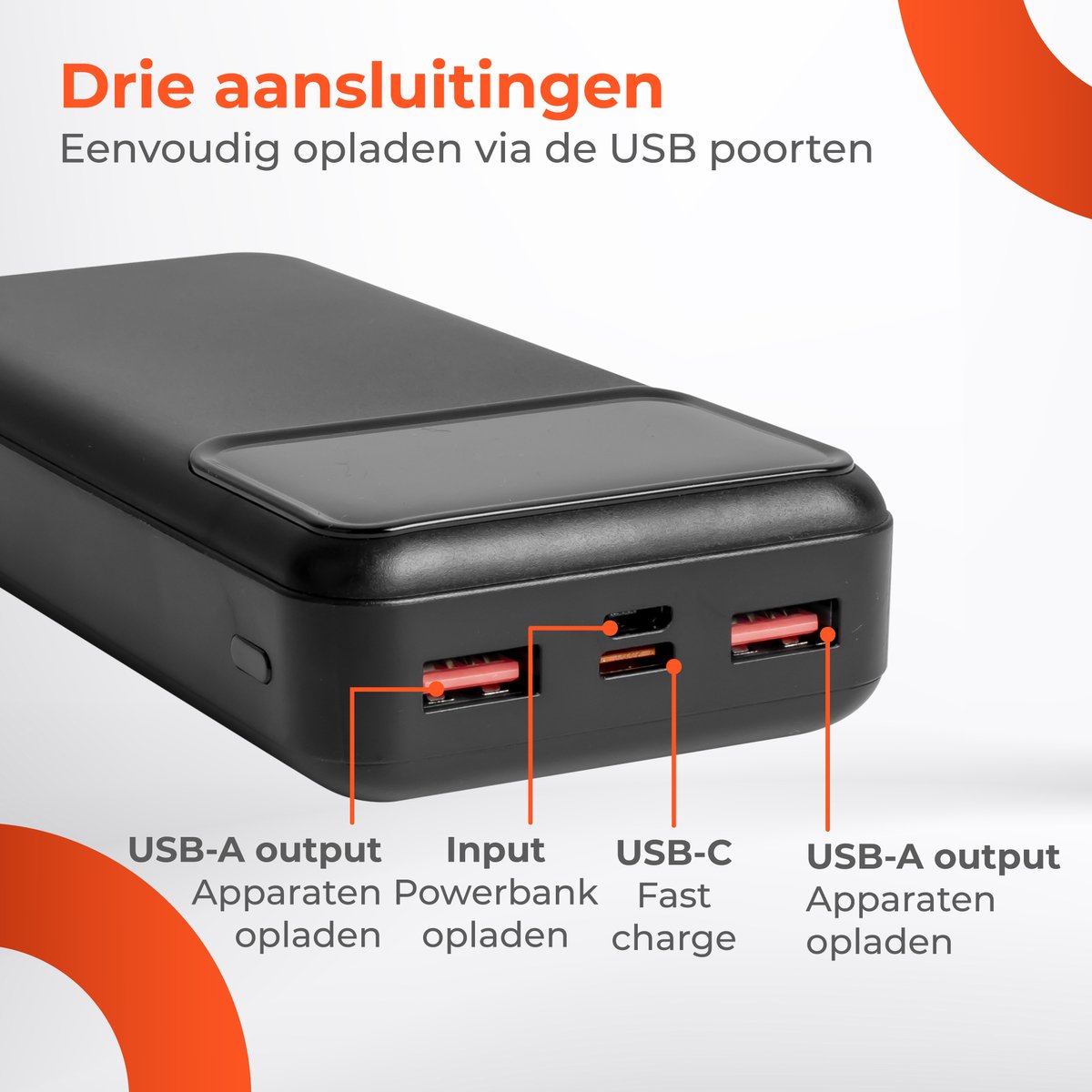 Afbeelding 2 van Nuvance Powerbank 20000 mAh - 22.5W Snellaad Functie - Usb, Usb-C & Micro Usb - Universeel voor Smartphones, Tablets & Gadgets - Reis Powerbanks - Zwart