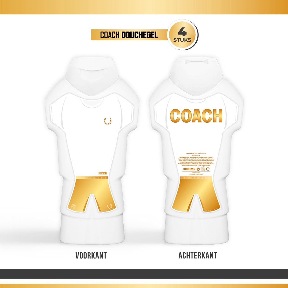 Goedkoopste Douchegel Coach - 4 stuks - | Prijs - Cadeau - Toernooi - Showergel - Shower gel - Voetbal - Prijzen