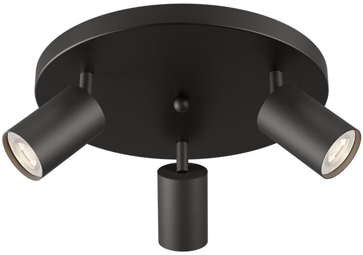 Braytron - LED Plafondspot Beta - 3x GU10 fitting - 300x123mm - Mat zwart - Rond