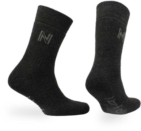 Norfolk - Wandelsokken - Merino wol en Bamboe Mix - Thermische Zacht en Warme Outdoorsokken - Merino wol sokken - Thermosokken - Sokken Dames - Sokken Heren - Wollen Sokken - Donker Zwart - Maat 43-46 - Gabby