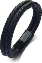Leren armband 20,5cm zwart heren en dames Galeara Atos met magnetische clip
