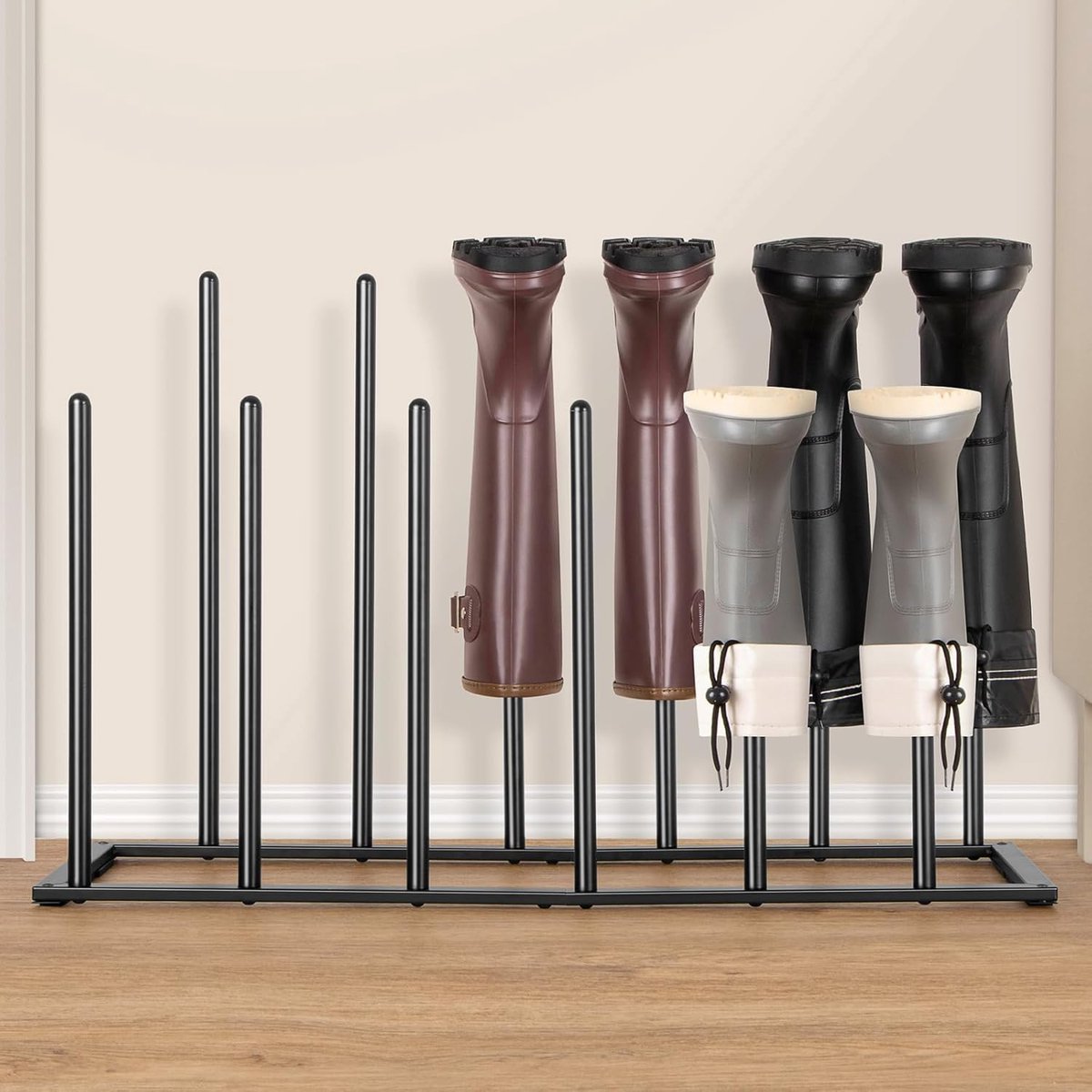 Rubberlaars standhouder voor 6 paar laarzen, stevige metalen laarzenhouder voor binnen en buiten, eenvoudig te monteren