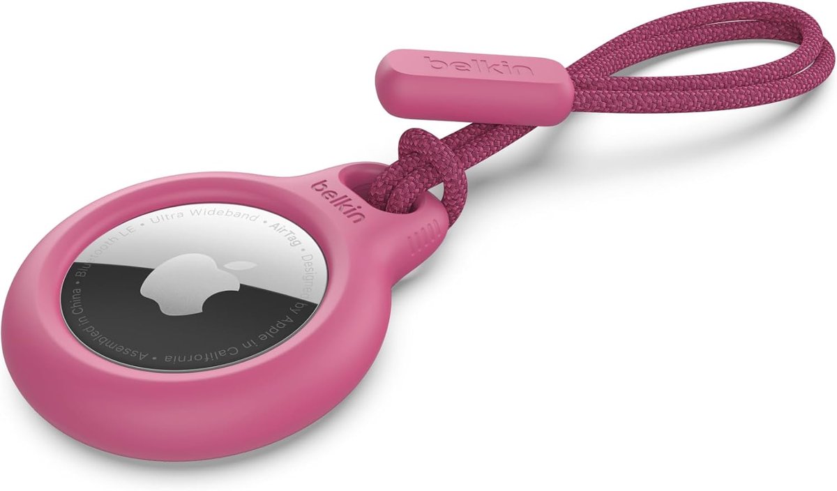 Stevige en beschermende houder voor AirTag met bandje - Roze