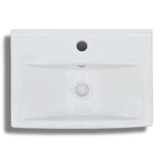 vidaXL Lavabo avec trou pour robinetterie et trop-plein céramique rectangulaire blanche