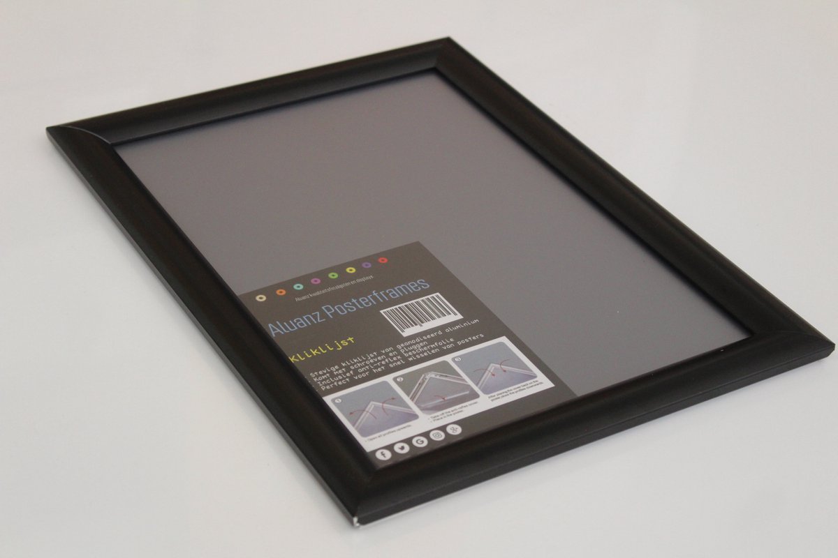 ALUANZ Kliklijst Zwart A4 (21x29,7cm) Aluminium - Wissellijst- Posterlijst - Fotolijst - Inclusief Beschermfolie — cadeau in Cadeau-ideeën - foto 2