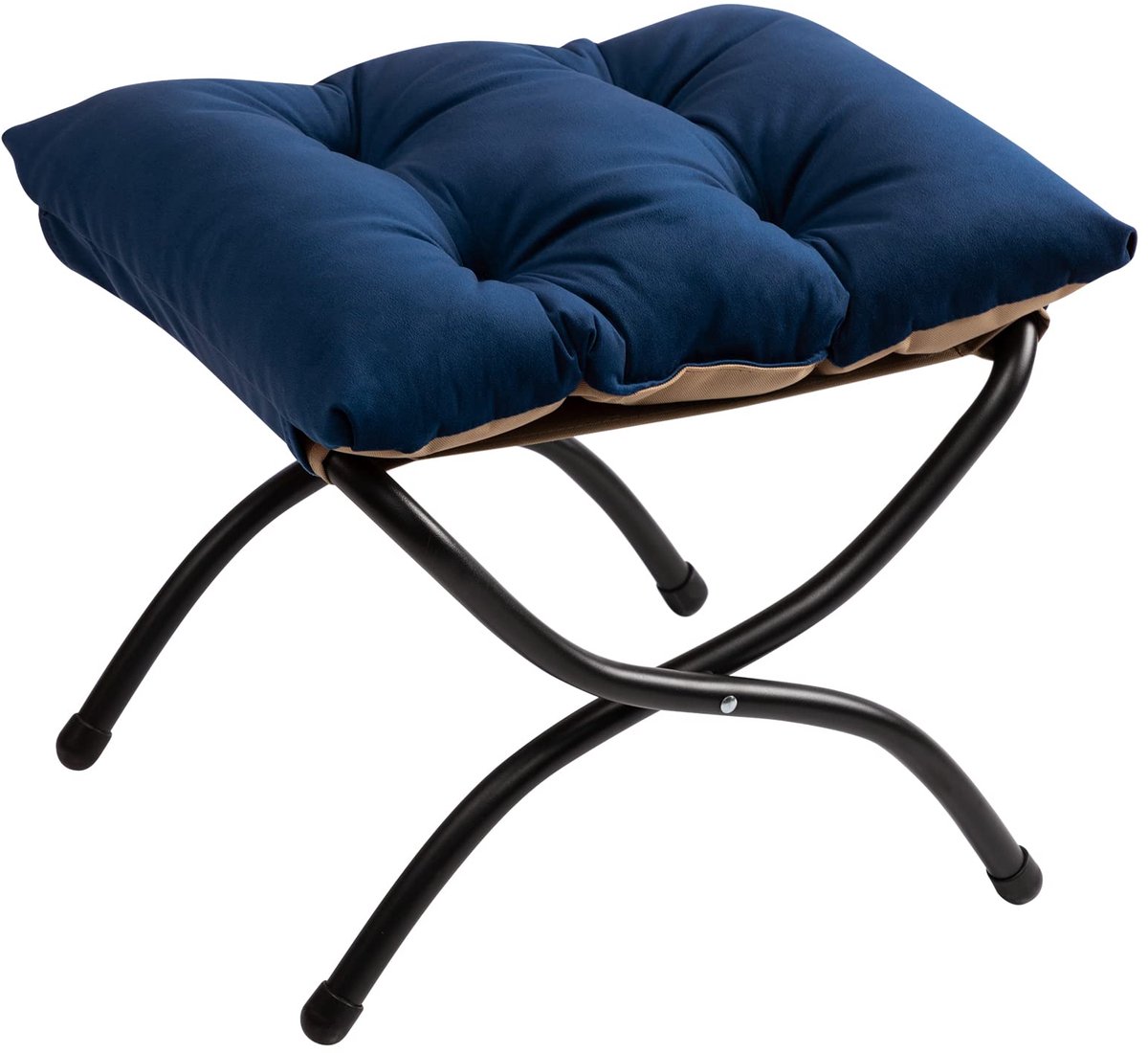 Ibenzoa® Inklapbare Voetensteun Met Luxe Fluwelen Bekleding En Metalen Poten, Donkerblauw